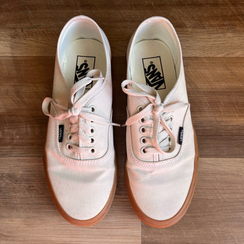 Vans Off-White Canvas Sneakers with Gum Sole